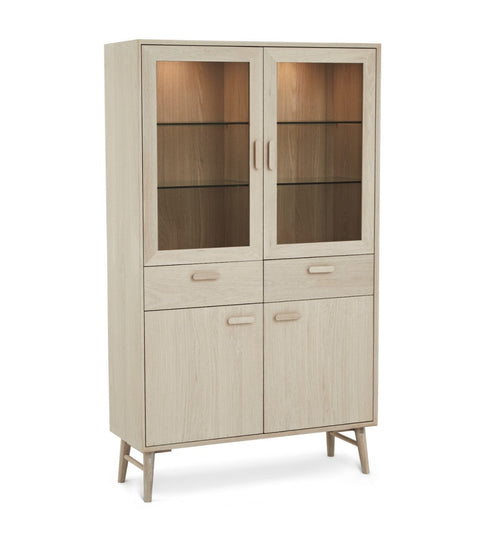 Rootz Display Cabinet - Storage Cabinet - Showcase Unit - Solid Oak and Veneer - Ample Storage, Superior Craftsmanship, Smooth Functionality - 40cm x 110cm x 187cm
