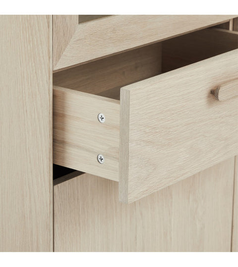 Rootz Display Cabinet - Storage Cabinet - Showcase Unit - Solid Oak and Veneer - Ample Storage, Superior Craftsmanship, Smooth Functionality - 40cm x 110cm x 187cm