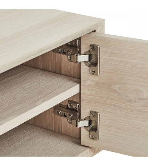 Rootz TV-tafel - Mediastandaard - Entertainmentconsole - Constructie van massief eikenhout - Uitgebreide opbergruimte - Stille werking - 42 cm x 160 cm x 50 cm