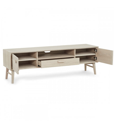 Rootz TV-tafel - Mediastandaard - Entertainmentconsole - Constructie van massief eikenhout - Uitgebreide opbergruimte - Stille werking - 42 cm x 160 cm x 50 cm