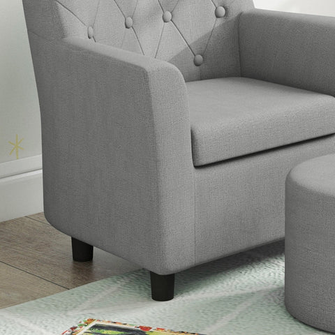 Rootz Children's Armchair Set - Kids Sofa - Matching Stool - Diamond Pattern Backrest - Cozy Seat - Wooden Frame - 45cm x 43cm x 50.5cm