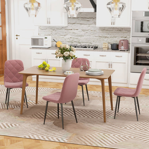 Rootz 4 Piece Set Dining Chairs - Kitchen Chairs - Velvet Look Armchairs - Maximum Comfort - 45 x 54 x 87 cm - Pink