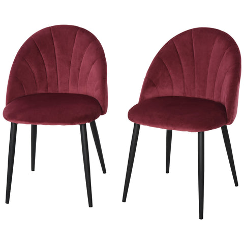 Rootz Set of 2 Dining Chairs - Velvet Kitchen Chair - Upholstered Seating - Ergonomic Comfort - 52L x 54W x 79H cm