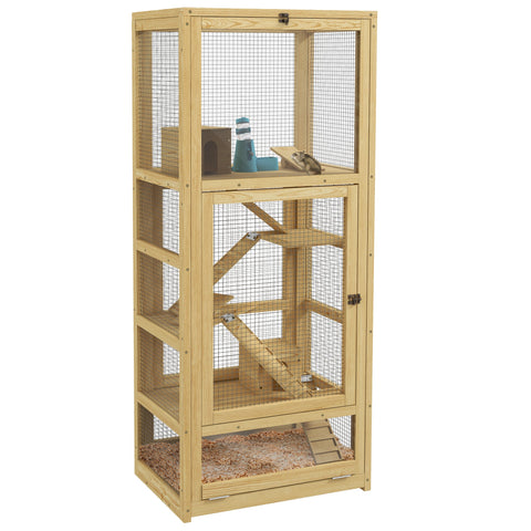 Rootz Wooden 5 Level Cage - Hamster Enclosure - Small Animal Habitat - Spacious Design - 54 x 38 x 131 cm