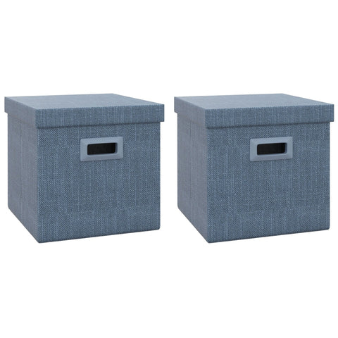 Rootz Storage Box Set - Collapsible Bins - Fabric Cubes - Removable Lid - Stackable Design - Imitation Linen - 30cm x 30cm x 29cm