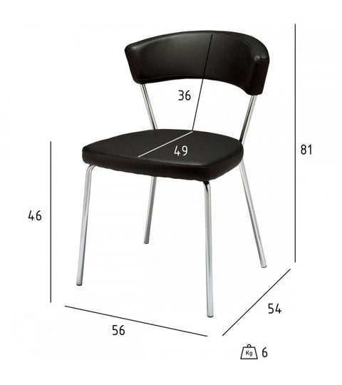 Rootz Dining Chair - Faux Leather Chair - Metal Leg Chair - Durable, Easy to Clean, Comfortable - 56cm x 54cm x 81cm