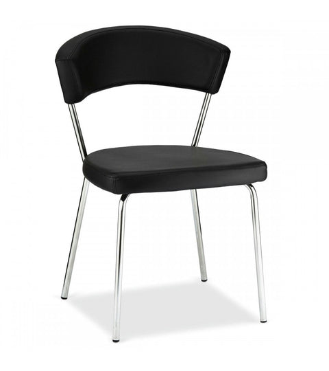 Rootz Dining Chair - Faux Leather Chair - Metal Leg Chair - Durable, Easy to Clean, Comfortable - 56cm x 54cm x 81cm