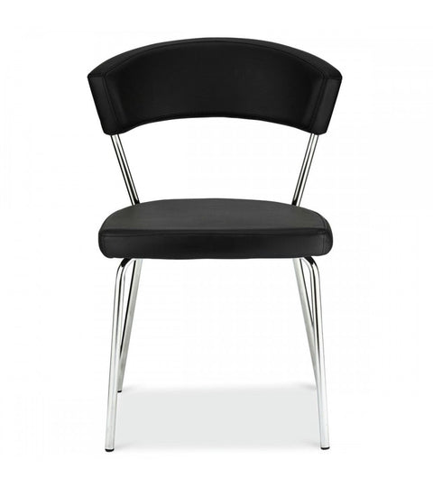 Rootz Dining Chair - Faux Leather Chair - Metal Leg Chair - Durable, Easy to Clean, Comfortable - 56cm x 54cm x 81cm