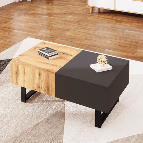 Rootz Modern Coffee Table - Living Room Table - Office Desk - Hidden Storage Compartments - 155L x 55W x 22H cm