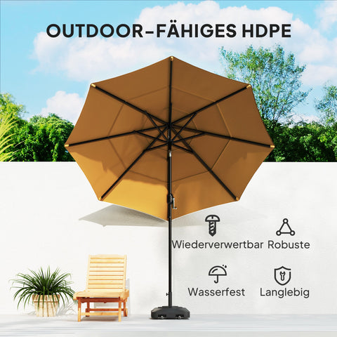 Rootz Garden Umbrella Stand - Parasol Base - Fillable Stand - Stability & Mobility - 48cm x 48cm x 32.5cm