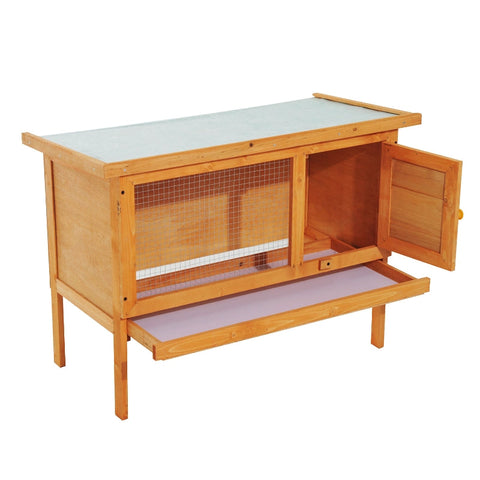 Rootz Small Animal Hutch - Rabbit Shelter - Pet Enclosure - Durable & Weatherproof - Easy to Clean - Secure & Safe - 90cm x 45cm x 65cm - Fir Wood & Metal