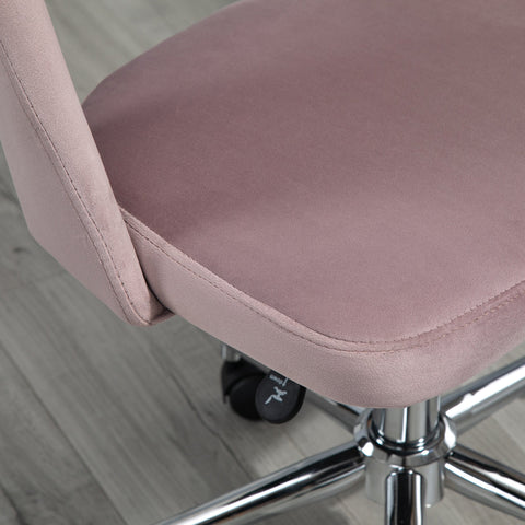 Rootz Office Chair - Ergonomic Swivel Chair - Rotatable Seat - Velvet Comfort - 49cm x 60cm x 79-91cm - Pink