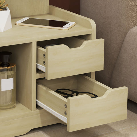 Rootz Bedside Table with 2 Drawers - Nightstand - Side Table - Versatile Storage - 40x30x60 cm Brown