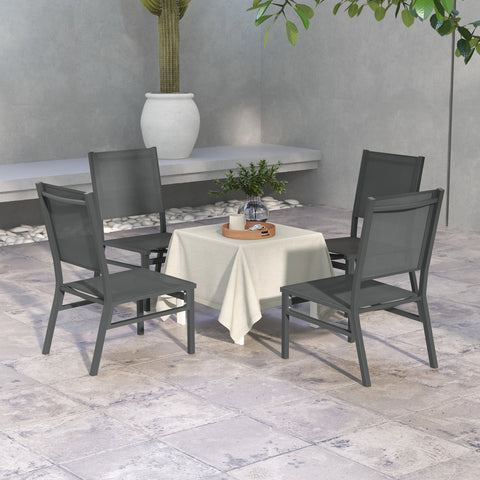 Rootz Set of 4 Aluminum Garden Chairs - Outdoor Chairs - Patio Seats - Comfort & Style - 44.5W x 60D x 87H cm