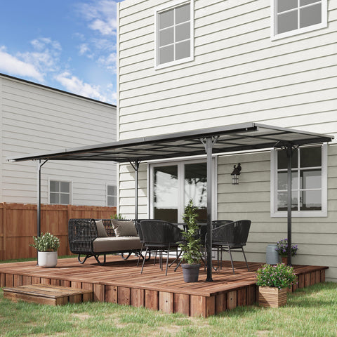 Rootz Garden Pavilion Pergola - Carport Shelter - Terrace Roof - Robust Aluminum & Polycarbonate - Sun & Rain Protection - 500 x 299 x 195/223 cm