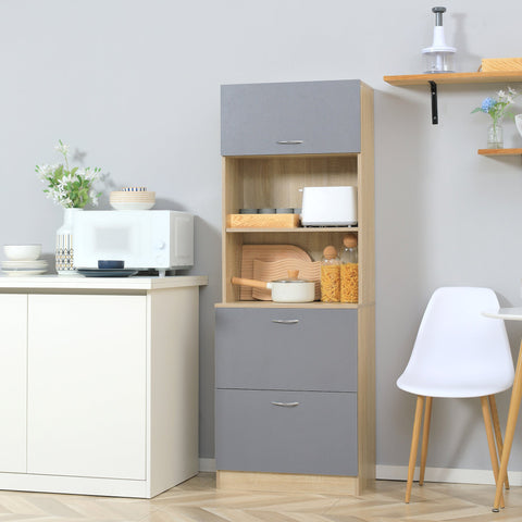 Rootz Buffet Kitchen Cabinet - Multi-purpose Cabinet - Storage Organizer - Large Worktop - 60 x 38 x 168 cm in Grey