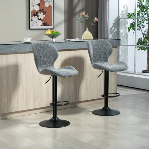 Rootz Set of 2 Bar Chairs - Kitchen Stools - Adjustable Height Stools - Maximum Comfort - 48x51.5x91-112cm