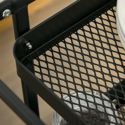 Rootz 3 Tier Metal Serving Trolley - Kitchen Cart - Utility Trolley - 2 Cutlery Racks - 51.5L x 32W x 75.6H cm - Black