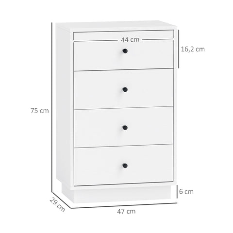 Rootz White Chest of Drawers - Sideboard - Wooden Material - Modern Style - Space Efficient Storage - 47cm x 29cm x 75cm
