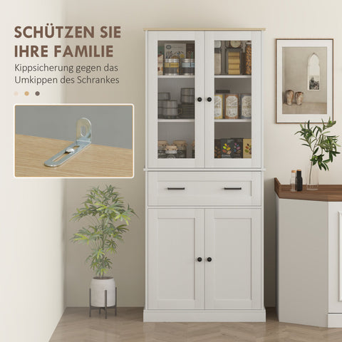 Rootz Kitchen Cabinet - Buffet - Acrylic Front Drawers - Extra Storage - 76 x 40 x 182.5 cm White