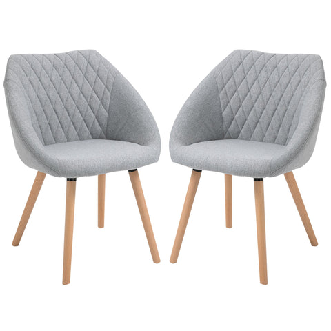 Rootz Set of 2 Scandinavian Dining Chairs - Visitor Chairs - Linen Upholstered - Optimal Comfort - 60cm x 56cm x 79cm