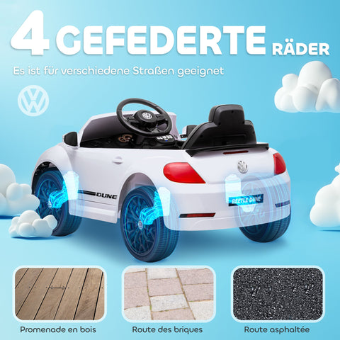 Rootz Children's Electric Car - Kids Ride-On VW Beetle - Electric Vehicle with Remote Control & Music - 97cm x 56.5cm x 46cm