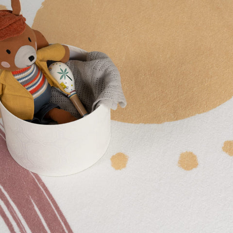 Round Rainbow Kids Rug – Soft, Durable & Washable – Playroom Adventure Mat