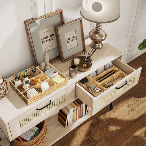 Rootz Set of 2 Storage Baskets - Organizer Bins - Compartment Caddies - Rustic Elegance - 36cm x 26cm x 5cm