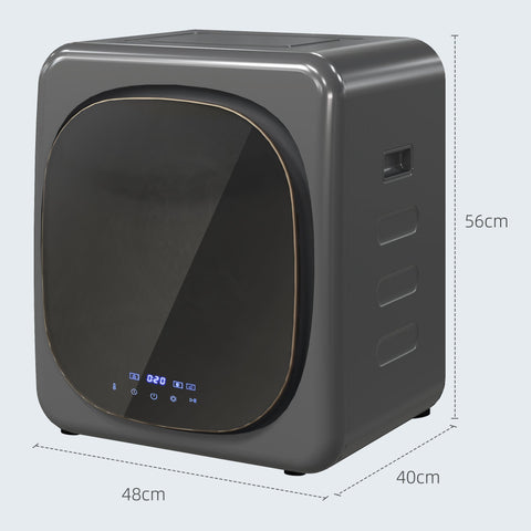 Rootz Compact Grey Tumble Dryer - Clothes Dryer - UV Disinfection - 4 Kg Capacity - 48cm x 40cm x 56cm - Quick Deodorization Under 30min