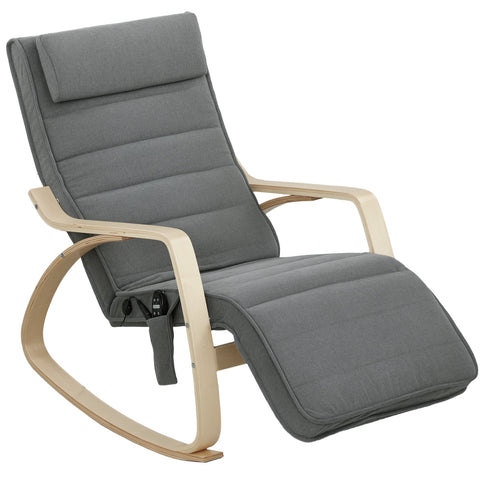 Rootz Rocking Chair - Recliner - Massage Chair - Lumbar Heating - 67cm x 106cm x 92cm - Grey