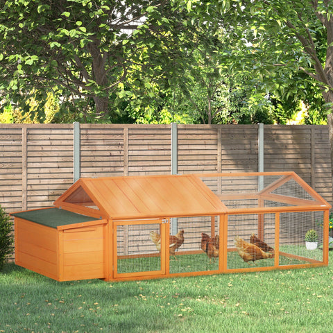 Rootz Chicken Coop Chicken Cage - Hen House - Poultry Enclosure - Easy Maintenance - 240 x 112.5 x 76 cm - Orange