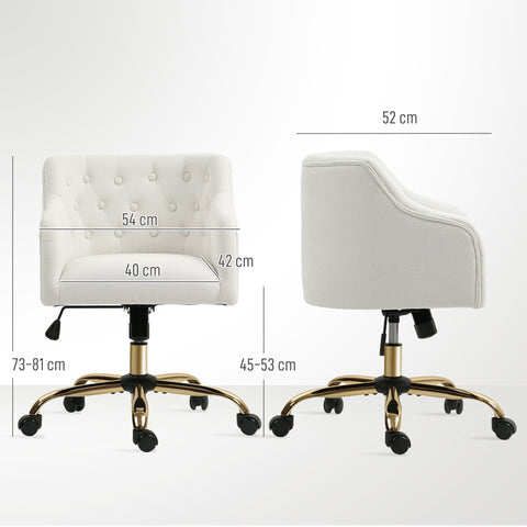 Rootz Upholstered Office Chair - Linen-Look Desk Chair - Height Adjustable - Comfort Seating - 54x52x73-81cm
