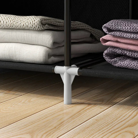 Rootz stoffen kast - stoffen kast - stoffen kast - opbergoplossing - 6 planken - 1 kledingroede - niet-geweven stof - zwart - 103L x 43W x 162,5H cm