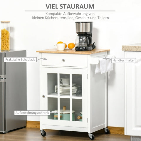 Rootz Keukentrolley - Rollende Keukenwagen - Mobiel Keukeneiland - Veelzijdige Opslag - Verstelbare Planken - Gemakkelijke Mobiliteit - 67W x 48D x 86,5H cm - MDF &amp; Rubberwood