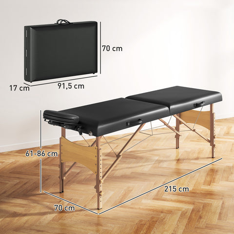 Rootz Height-Adjustable Massage Table - Portable Spa Bed - Foldable Therapy Table - Foam Comfort - 185cm x 70cm