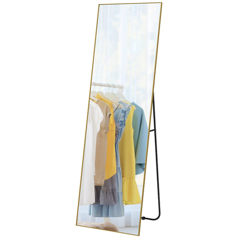 Rootz Full-Body Mirror - Standing Mirror - Floor Mirror - Precise Reflections - 50x160cm Gold Frame
