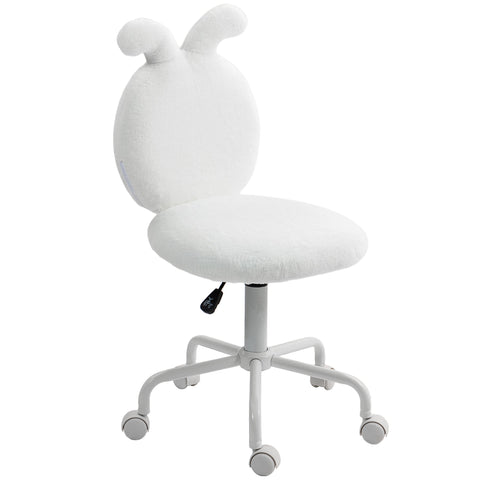 Rootz Upholstered Chair with Rabbit Ears - Rollable Desk Chair - Rotatable Office Chair - Synthetic Fur - 45cm x 52cm x 82-90cm