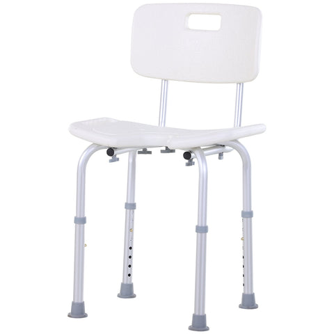Rootz Shower Chair with Backrest - Bath Seat - Non-Slip Chair - 8 Level Adjustable Height - 39.5 x 36.5 x 71-83.5 cm Aluminum Alloy