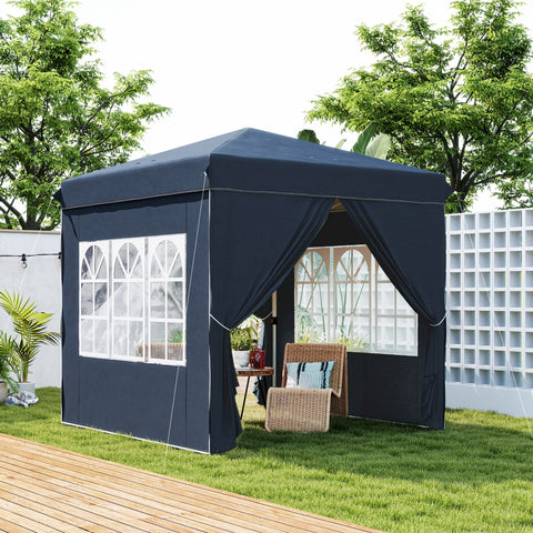 Rootz 2.5m Pop Up Gazebo - Garden Tent - Outdoor Canopy - UPF50+ Protection - 248L x 248W x 270H cm - Includes Side Walls & Carry Bag