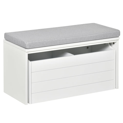 Rootz Shoe Cabinet Bench - Shoe Storage - Bench with Drawer - Comfortable Seating - MDF White - 69cm x 32cm x 40cm