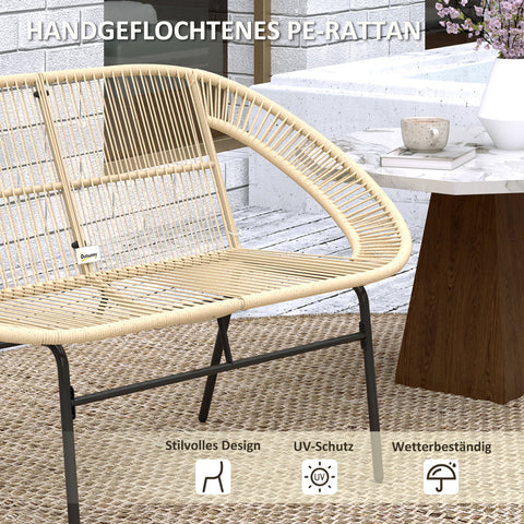 Rootz 2-Seater Garden Bench - Outdoor Bench - Patio Seating - Weatherproof & UV-Resistant - 126cm x 72cm x 83cm