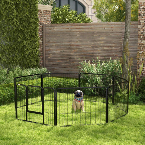 Rootz Puppy Run - Animal Enclosure - Folding - Locking Door - Weather Resistant - 8 Panel - Black - 80cm x 60cm