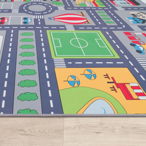 Children’s Play Rug – Creative City Street Map – Durable & Soft – Easy Clean