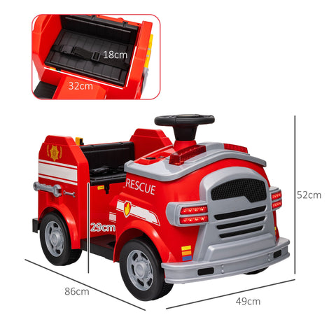 Rootz Electric Children's Fire Engine Car - Kids' Emergency Vehicle - Rescue Tools - Safe Driving - 86cm x 49cm x 52cm