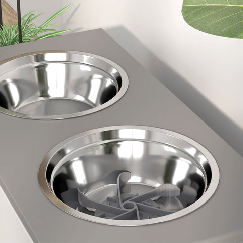 Rootz Elevated Dog Feeding Station - Raised Dog Bowls - Adjustable Pet Feeder - Promotes Healthy Digestion - 62.5W x 30D x 36.5H cm