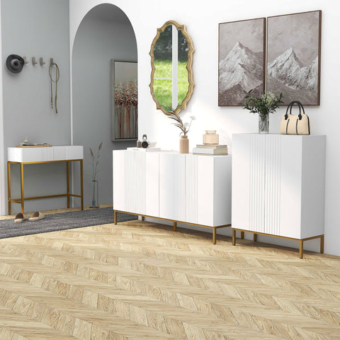 Rootz Buffet Contemporary Cabinet - Storage Furniture - Dining Room Sideboard - Height-Adjustable Shelves - 140cm x 40cm x 75cm