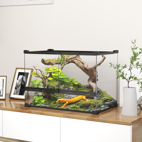 Rootz Glass Terrarium for Reptiles - Vivarium - Reptile Enclosure - Waterproof Floor - 50cm x 30cm x 35cm