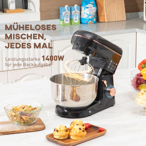 Rootz Blender Food Processor - Mixer - 6 Speed Levels - 5.5L Stainless Steel Bowl - 41cm x 26cm x 32cm