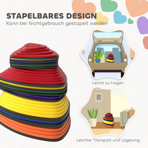 Rootz 11-Set Balancing Stones - Non-Slip Stepping Stones - Sensory Stacking Stones - Boosts Balance - 40cm x 40cm x 20.4cm