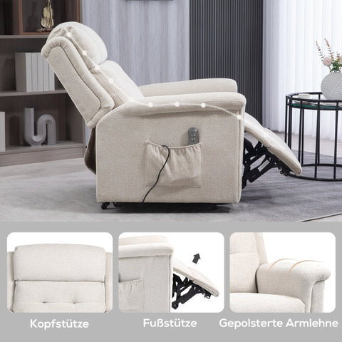 Rootz Risers Chair - Electric Lift Chair - Standing Aid - Push Button - Linen Look Fabric - 92cm x 87cm x 108cm